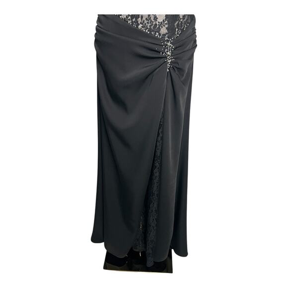 Saison Blanche Couture Black Sheer Lace Formal Dress Gown Black Tie S / M - Picture 7 of 12